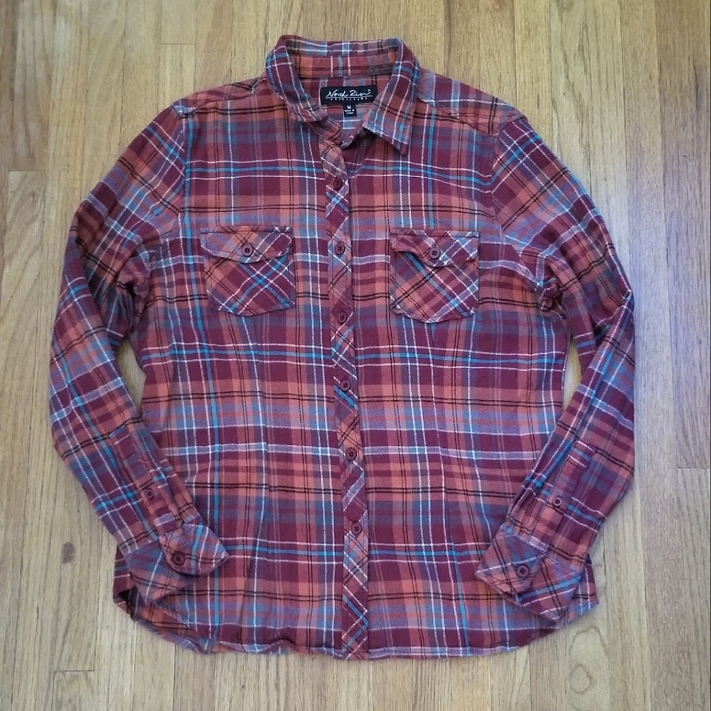 Girls North River Outfitters flannel button down shirt.